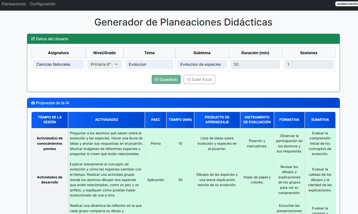 Educativo IA dashboard